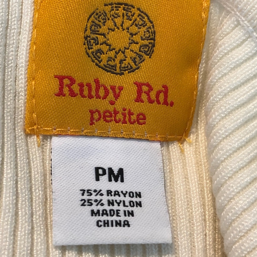 Ruby Rd Petite Cream Ribbed Tank Top Bronze Jewels - Picture 5 of 6